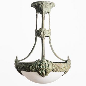 Arvid Böhlmarks Lampfabrik, taklampa, jugend, variant av modell "5365", Stockholm, 1910-tal.