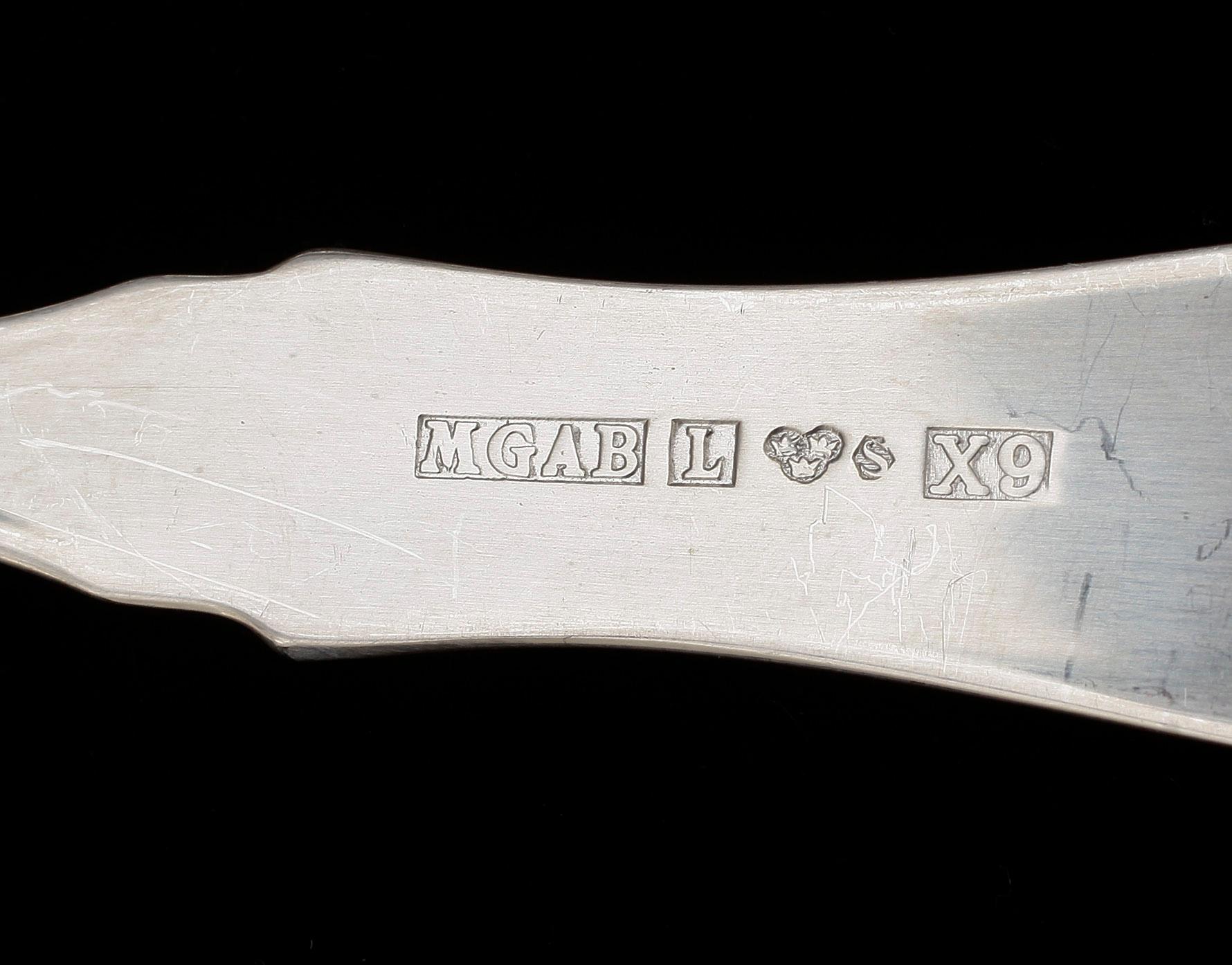 PARTI BESTICK, 21 delar, silver, främst "Uppsala", MGAB, Lidköping, 1972. Tot vikt ca 766g.