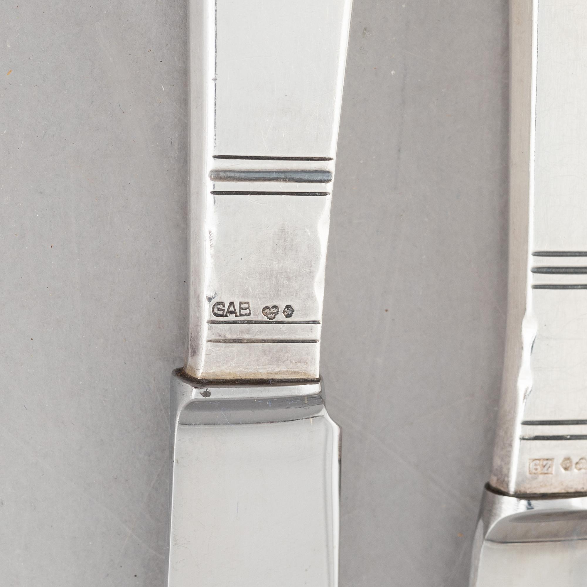 Jacob Ängman, a silver cutlery service, "Rosenholm", GAB (84 pieces).