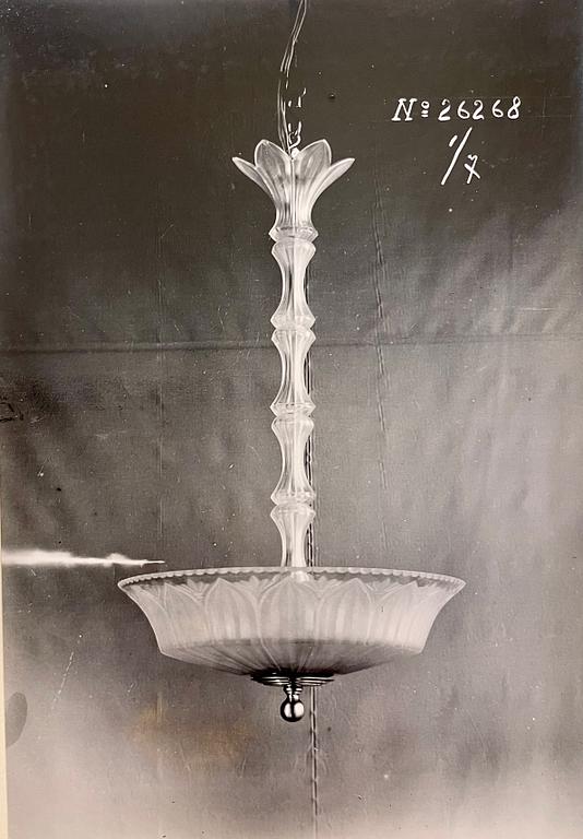Simon Gate, & Erik Tidstrand, a ceiling lamp model "GD. 5"/"26268", Orrefors & Nordiska Kompaniet, 1920s.