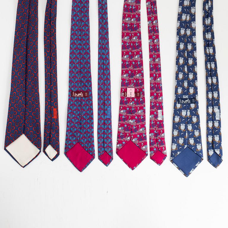 Hermès, four silk ties.