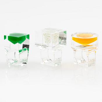 Siv Lagerström, three acrylic rings, 1970s.