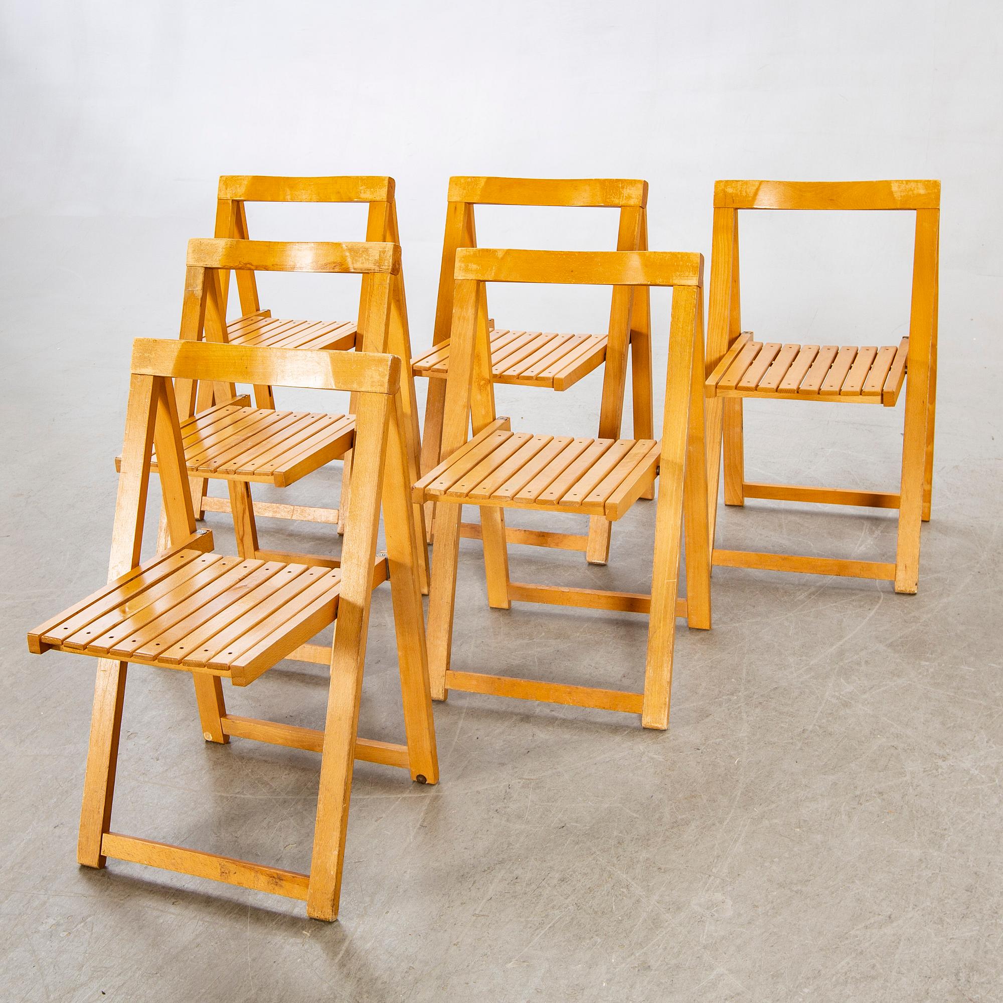 Folding Chairs by Aldo Jacober for Bazzani, 1970s, Set of 6.