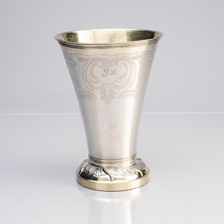 A Swedish 18th century Gustavian silver beaker, mark of Olof Yttraeus, Uppsala 1785.