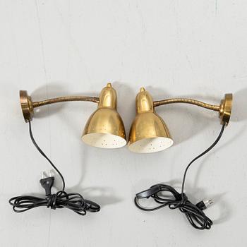 Wall lights, a pair, mid-20th century.