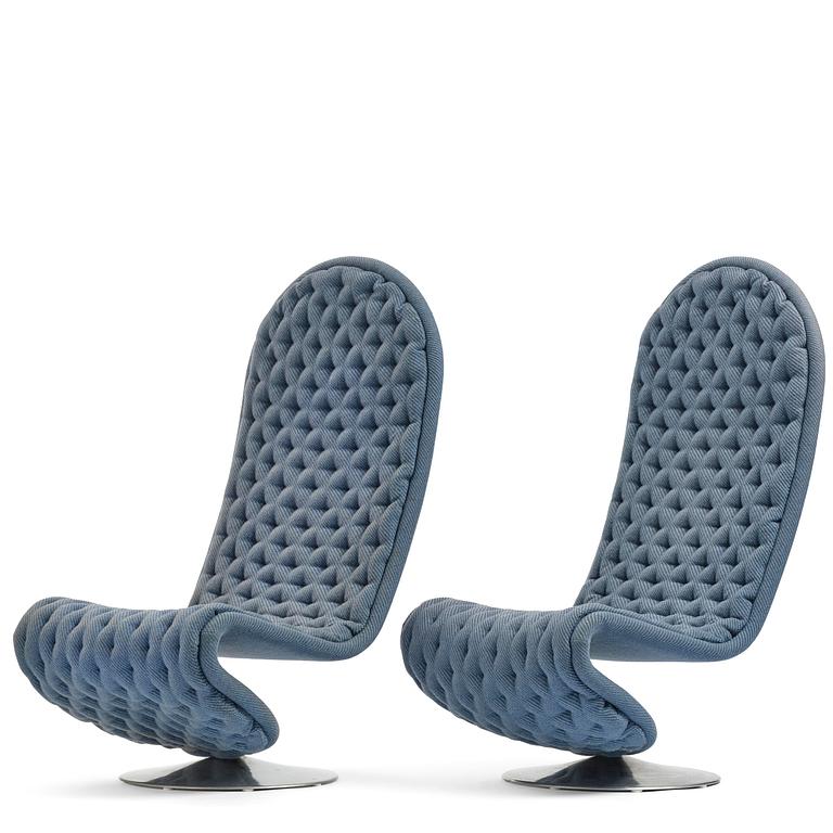 Verner Panton, fåtöljer, ett par, "System 1-2-3", Fritz Hansen, Danmark, 1970-tal.