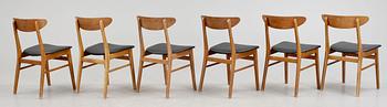 STOLAR, 6 st, Farstrup Möbelfabrik, Danmark, 1950/60-tal.