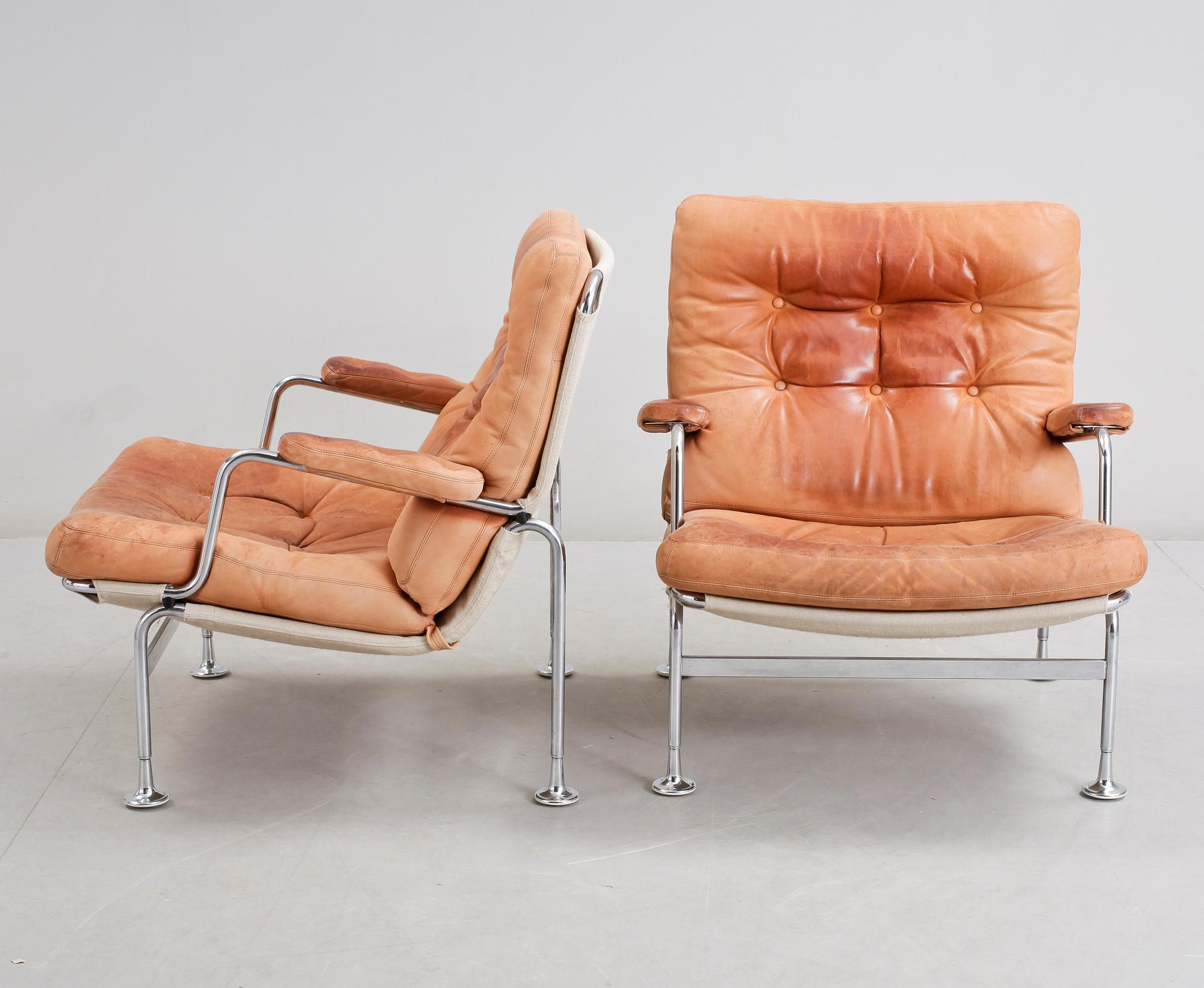 FÅTÖLJER, ett par, "Birgitta", Bruno Mathsson, Dux.