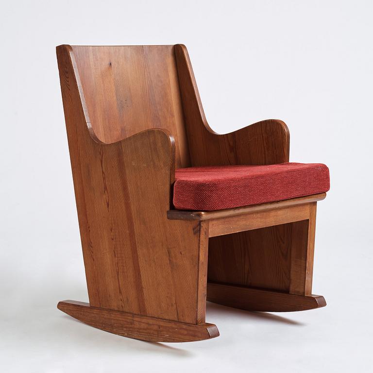 Axel Einar Hjorth, a stained pine 'Lovö' rocking chair, Nordiska Kompaniet 1930s.