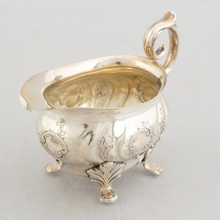 A 3-piece Rococo style silver coffee service, mark of GAB, Stockholm 1951-1954.