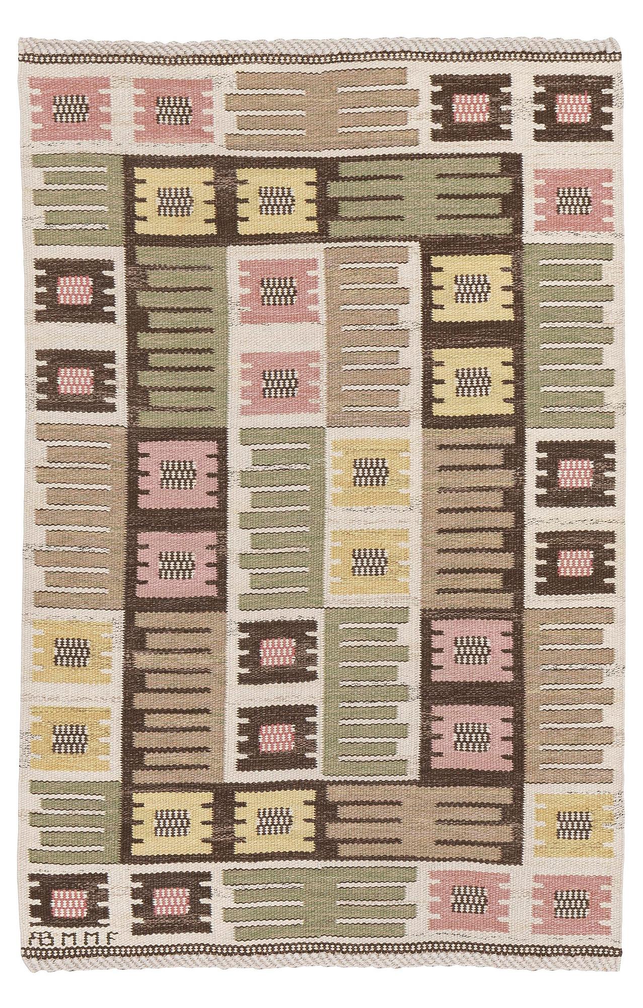 Märta Måås-Fjetterström, a carpet, 'Nyponblomman', flat weave, c. 163 x 105 cm, signed AB MMF.