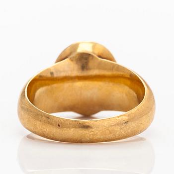 Ring, 18K guld, fasettslipad citrin och turkoser, Johan David Smedberg, verksam 1862-1896, Heinola.