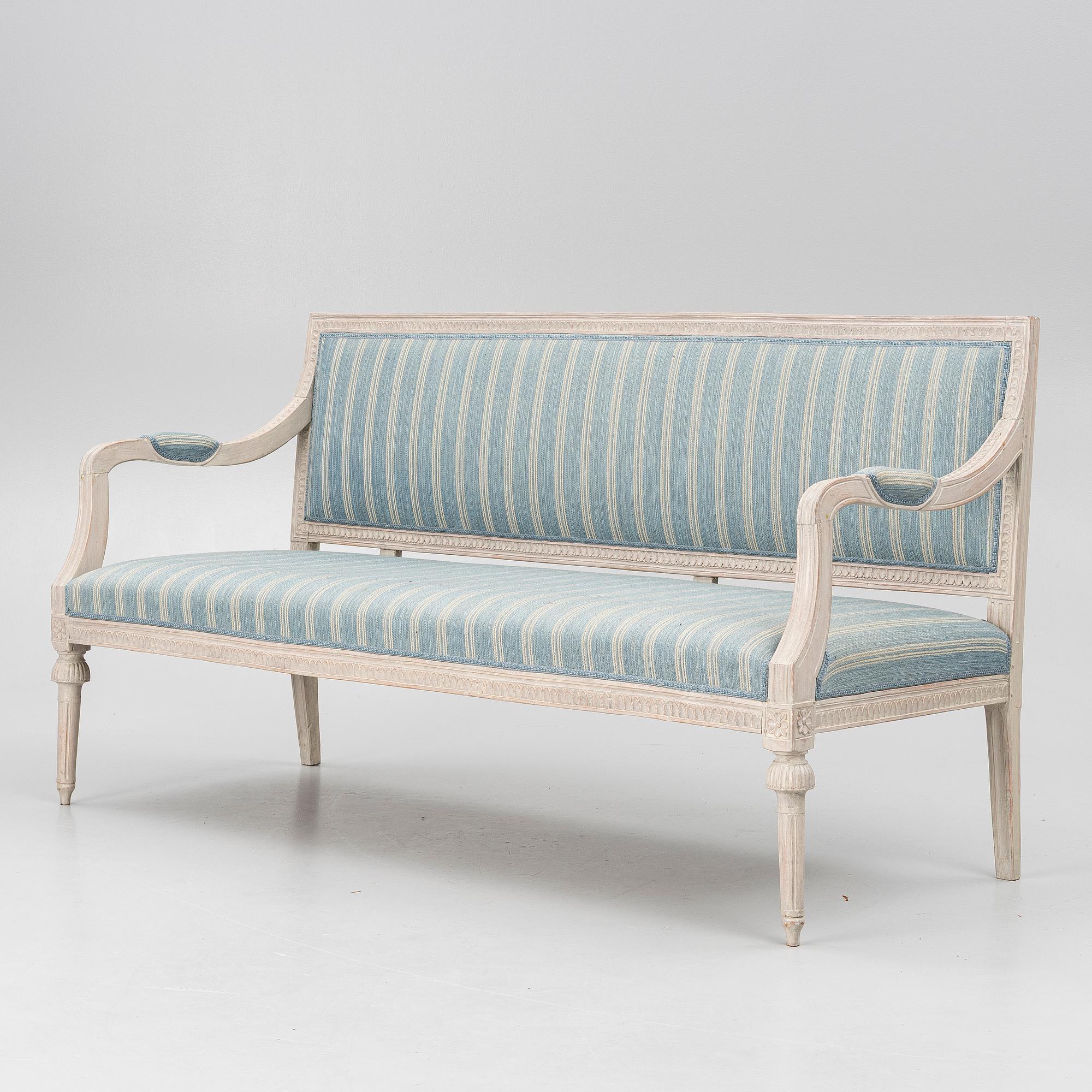 A late Gustavian sofa, circa 1800.