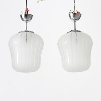 A pair of Swedish Modern ceiling lamps, Sweden, 1940's.