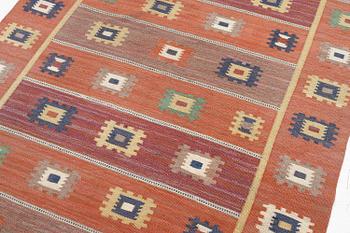 Märta Måås-Fjetterström, a carpet, 'Röd grön äng', flat weave, c. 242 x 177 cm, signed AB MMF.