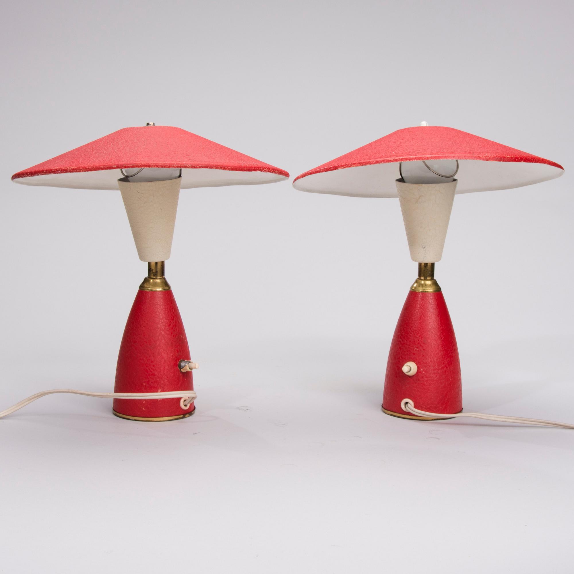 BORDSLAMPOR, ETT PAR, Valinte, 1950-tal. Stämpelmärkta.