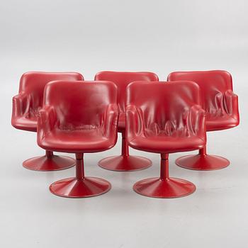 Yrjö Kukkapuro, a dining table with five armchairs, "Saturnus", Haimi, Finland, 1970's.