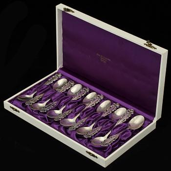 KAFFESKEDAR, 12 st, silver, KSM, Vetlanda, 1957. Vikt 158 g.