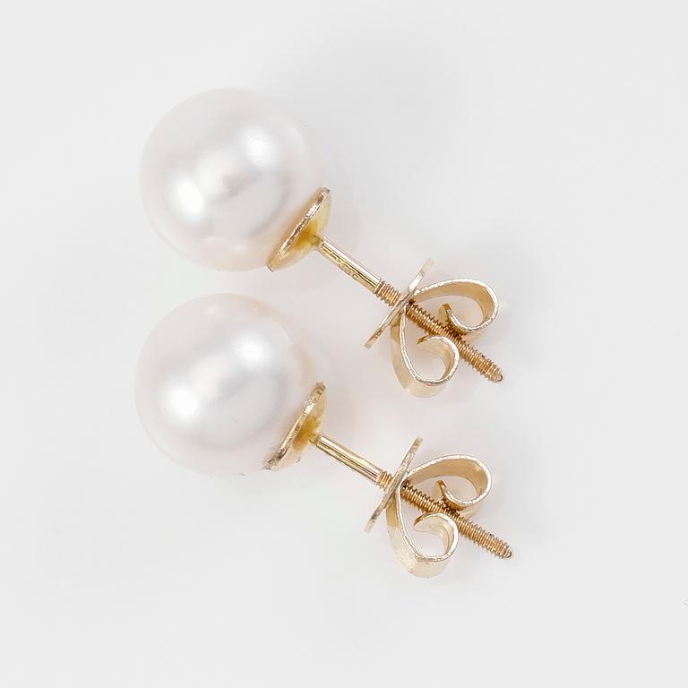 ÖRHÄNGEN, 1 par, 14K guld och odlade pärlor.