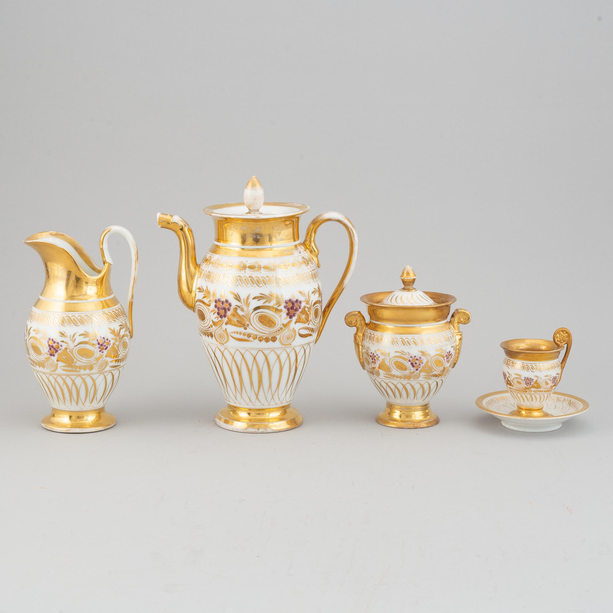 A 9 pcs Empire porcelain coffee service from the 1830s/1840s, northern Europe.