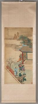 Four hanging scrolls with scenes from the history of the Three Kingdoms, late Qing dynasty (1644-1912).