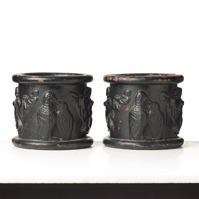 Anna Petrus, a pair of Swedish Grace cast iron jardinières "Blomkruka nr 1", Näfveqvarn, Sweden.