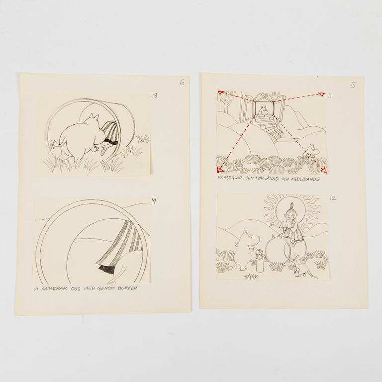 JAROMIR WESLEY, 49 pencil drawings "Mumintrollet: Hur gick det sen?", 1993. Not signed.