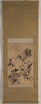 KAKEMONO, tusch och färg på papper. Japan, efter Chikuso Morikawa (1763-1830), sent 1800/tidigt 1900-tal.