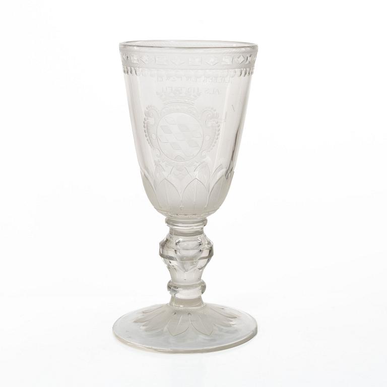 Goblet glass and trophy. Germany, 18th century.