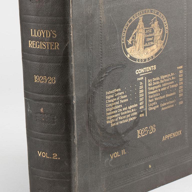 LLOYD'S REGISTER OF SHIPPING LONDON 1925-26- VOL II.