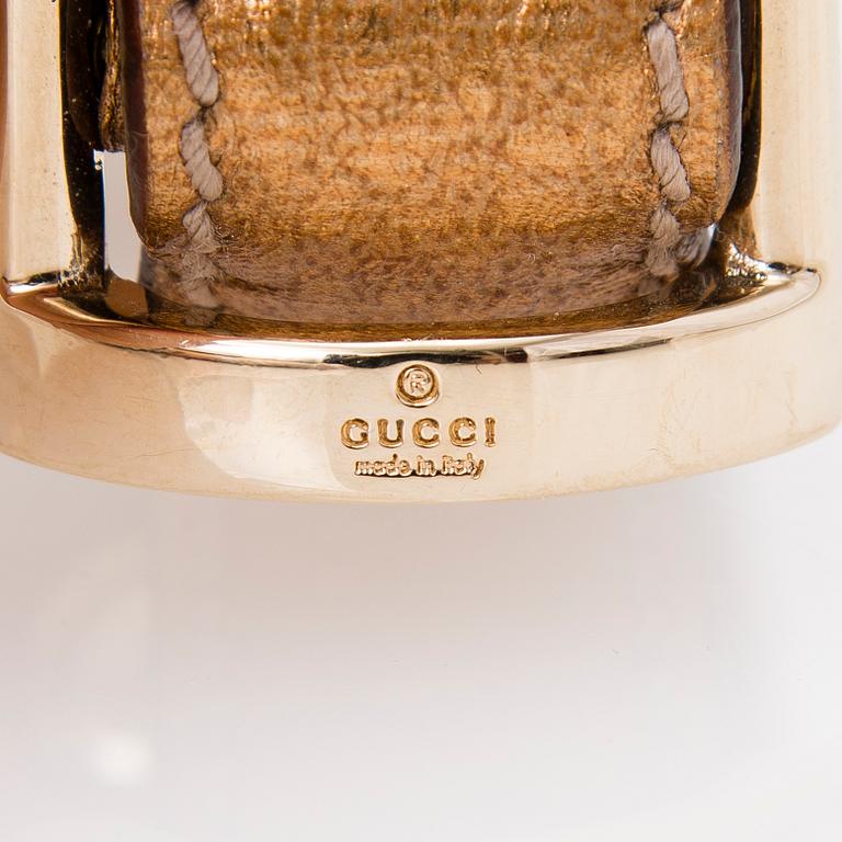 A Gold Leather Hasler Horsebit Hobo Bag.