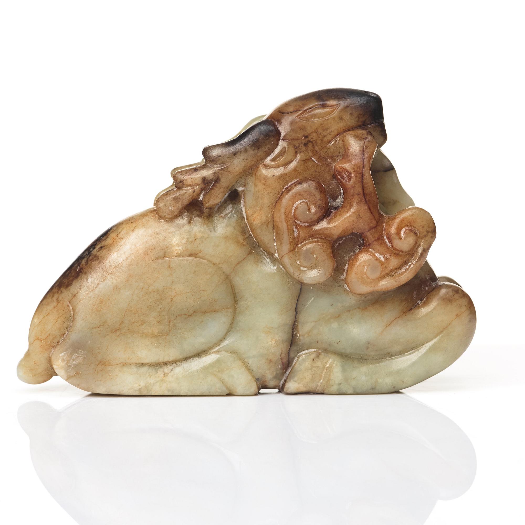 SKULPTUR, nefrit. Sen Qingdynasti.