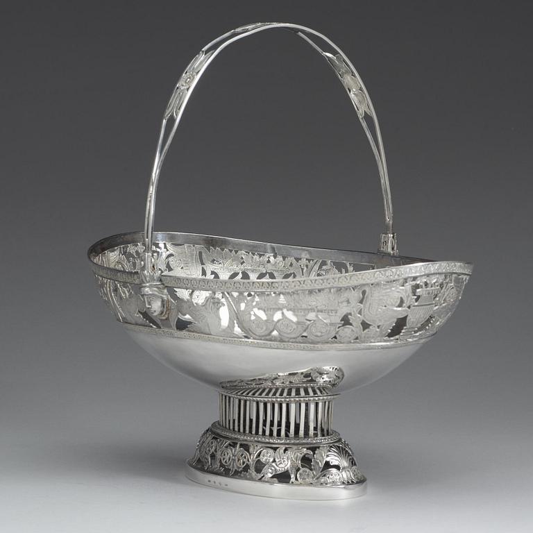 A Swedish 19th century silver basket, marks of Anders Lundqvist, Stockholm 1826.