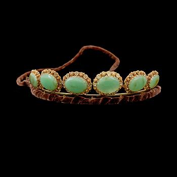 DIADEM, 14k guld och gulmetall med krysopas.