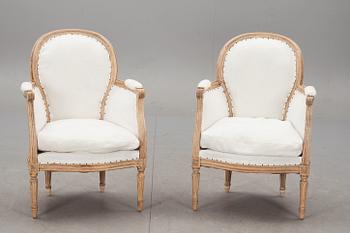BERGÈRER, ett par, gustaviansk stil.