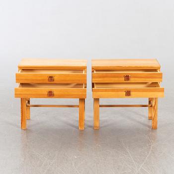 A pair of  1970:s pine night stands 'Charmant' by Sigurd Göransson for Fröseke Nybrofabriken, Sweden.