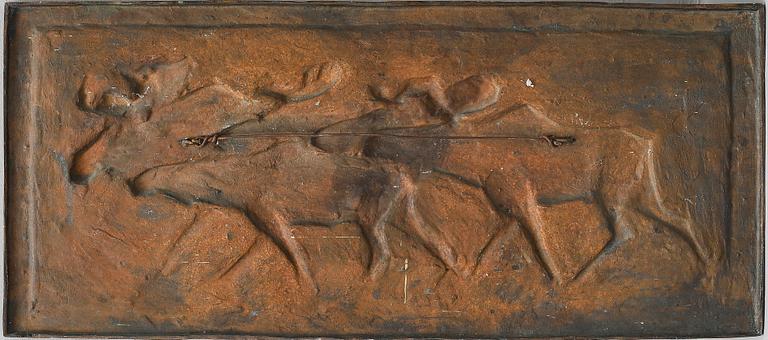JUSSI MÄNTYNEN, relief, broze, brown patina, signed J.Mäntynen and dated 1923.