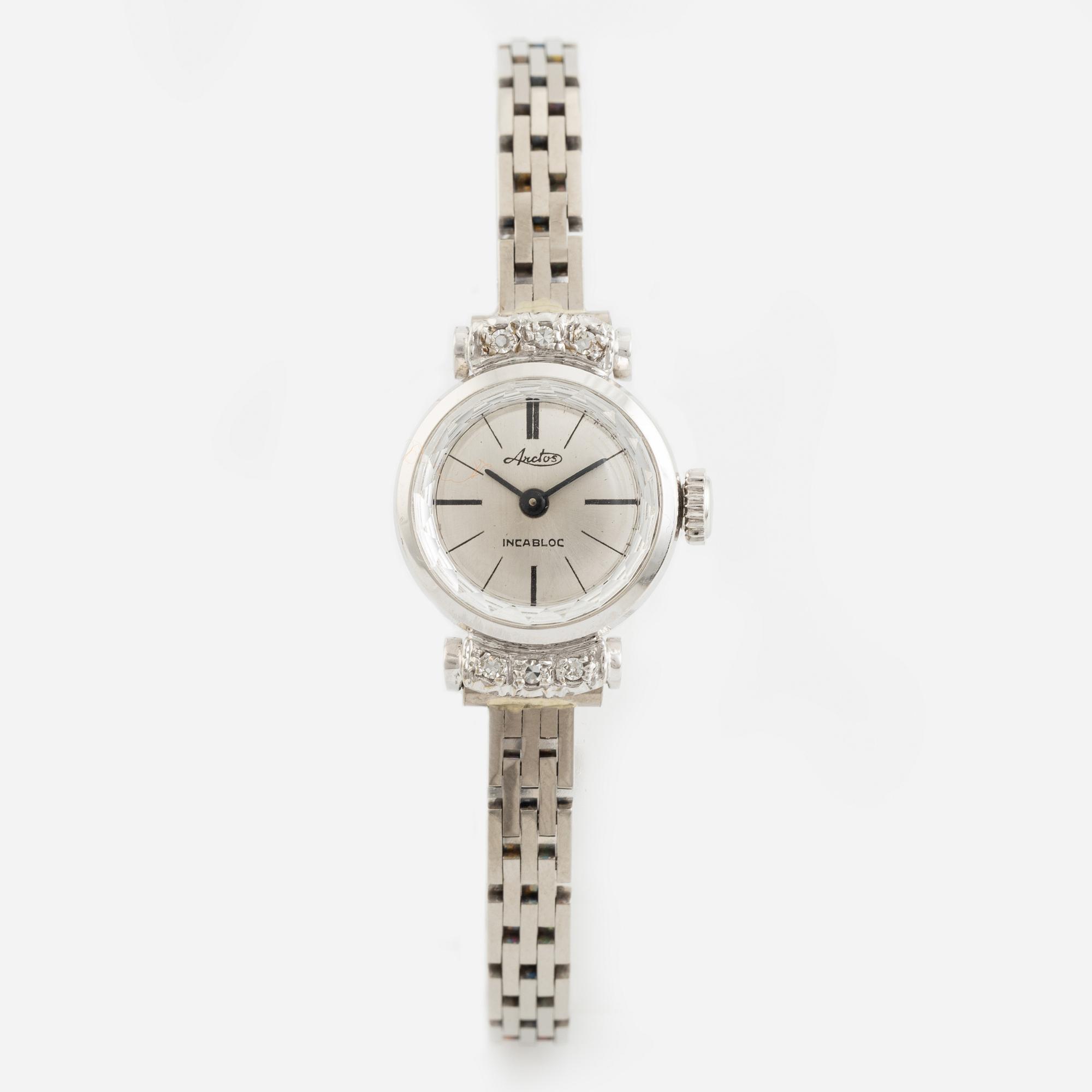 White gold and diamond ladies watch, Arctos Incabloc.
