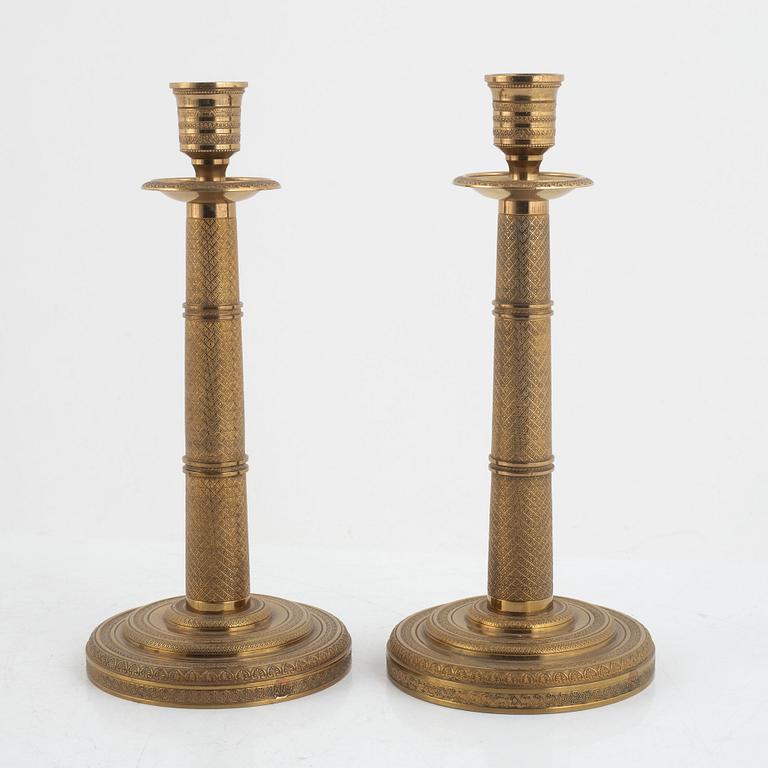 Candlesticks, a pair, Empire style, 20th century.
