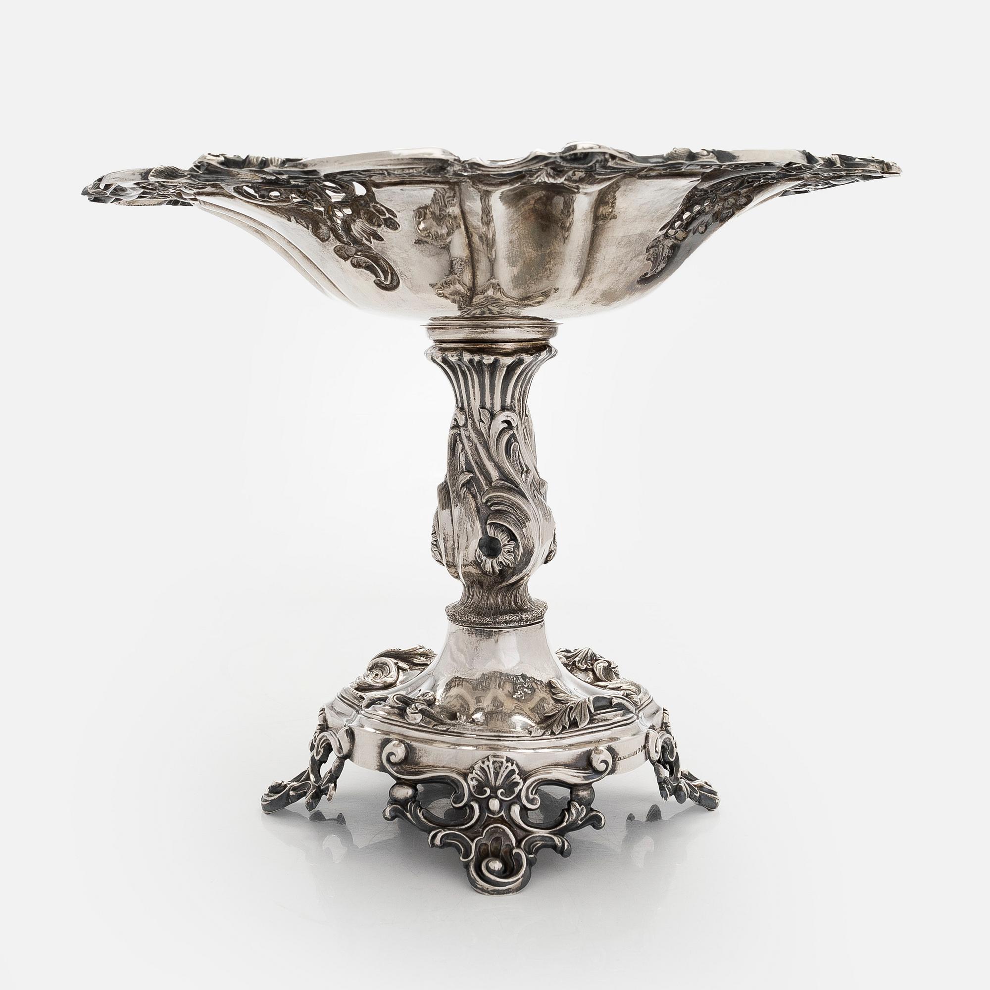 A neo-Rococo silver centrepiece bowl, Gustav Möllenborg Feron, Stockholm  1854.