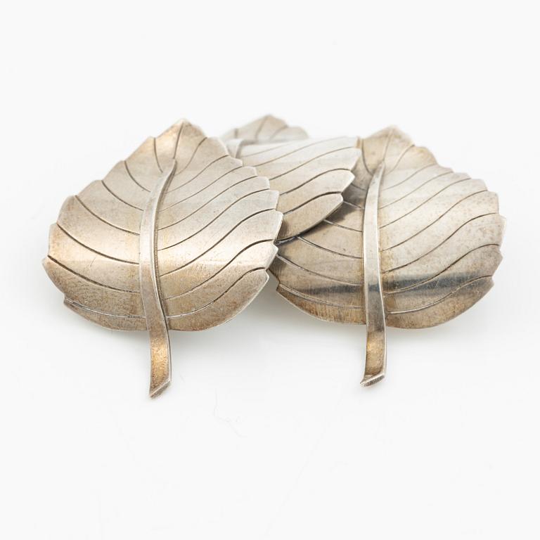 Stigbert, brooch in the form of a leaf, silver, Stockholm 1948.