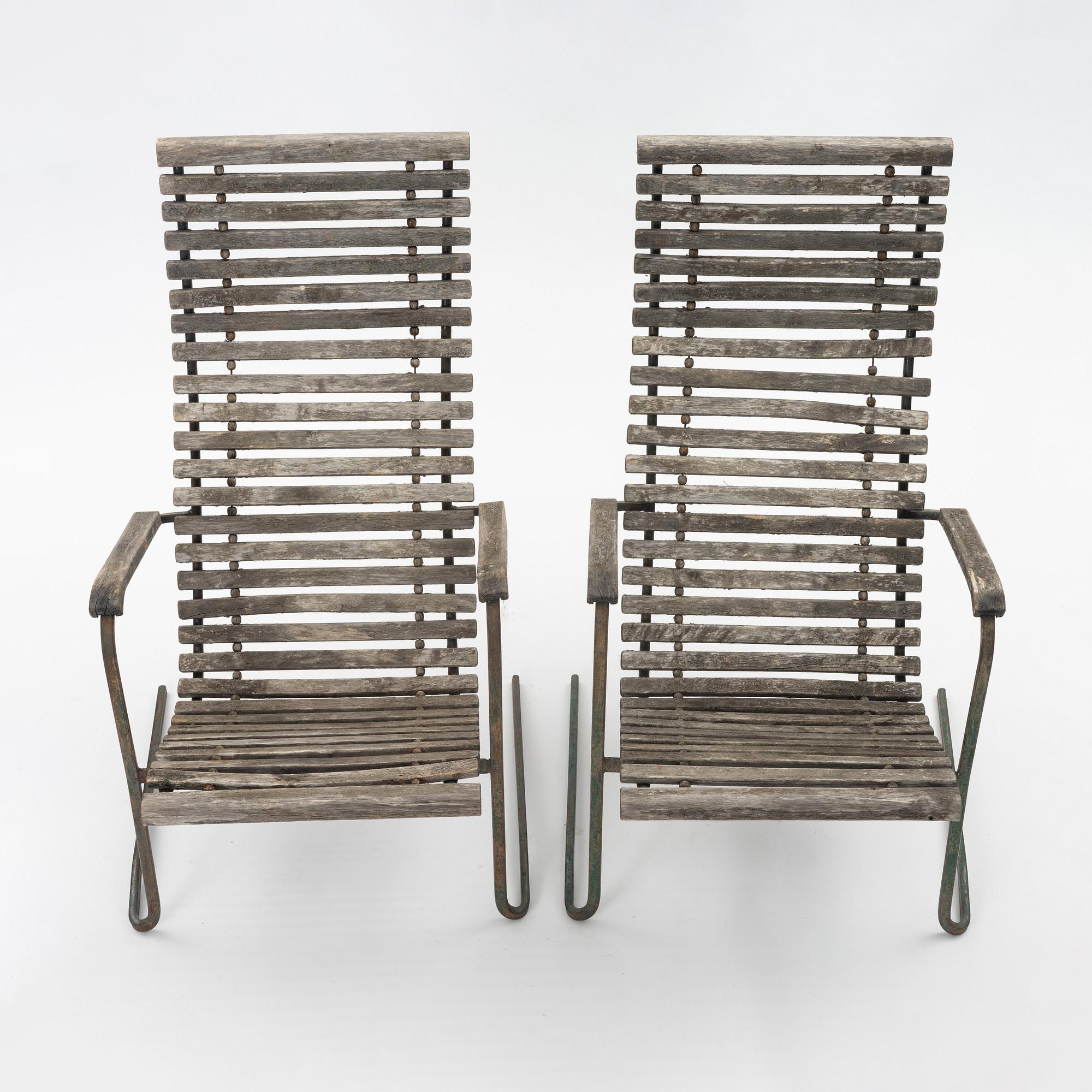 Bjärnums Slöjdfabrik, a pair of easy chairs, Sweden 1940-50s.