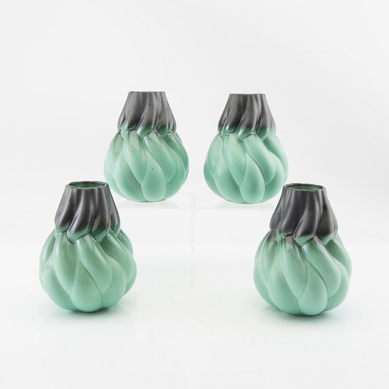 Lisa Hilland, vases 4 pcs "Eda" for Myltha, 21st century glazed stoneware.