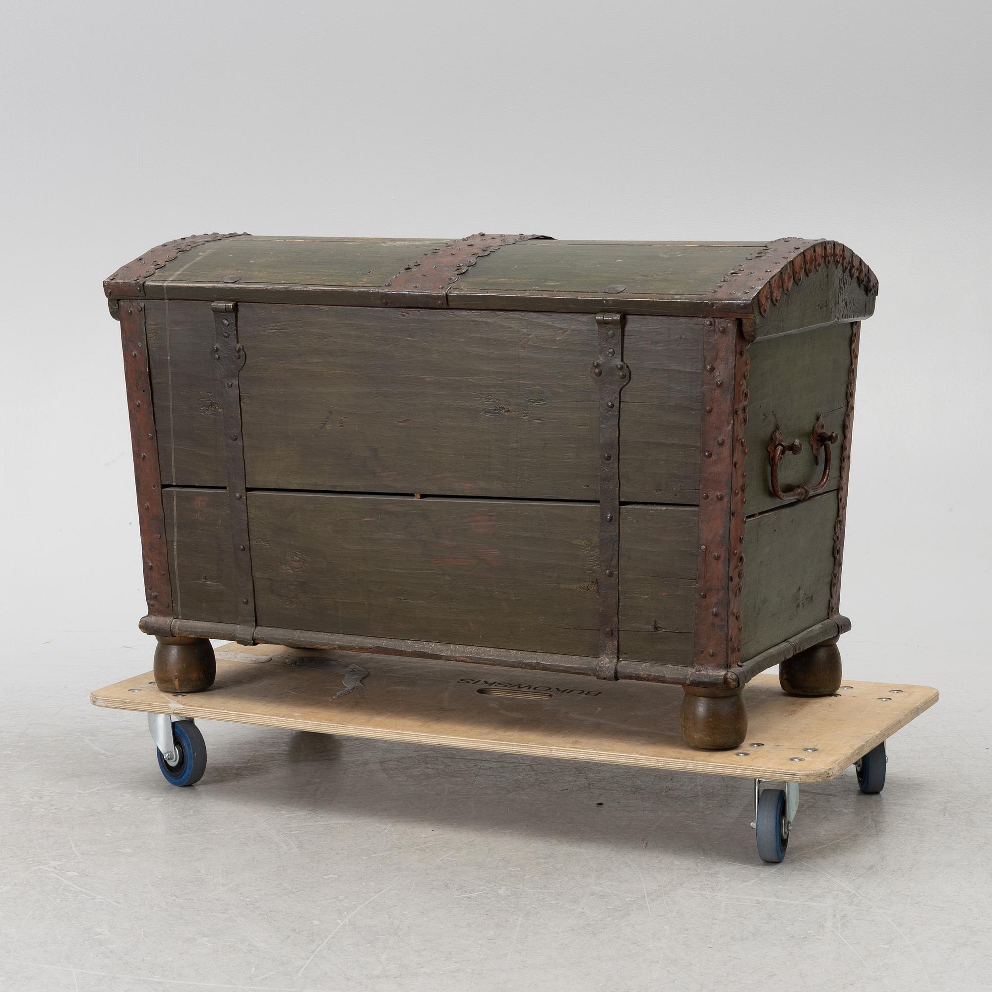 A folk art chest, dated 1749.