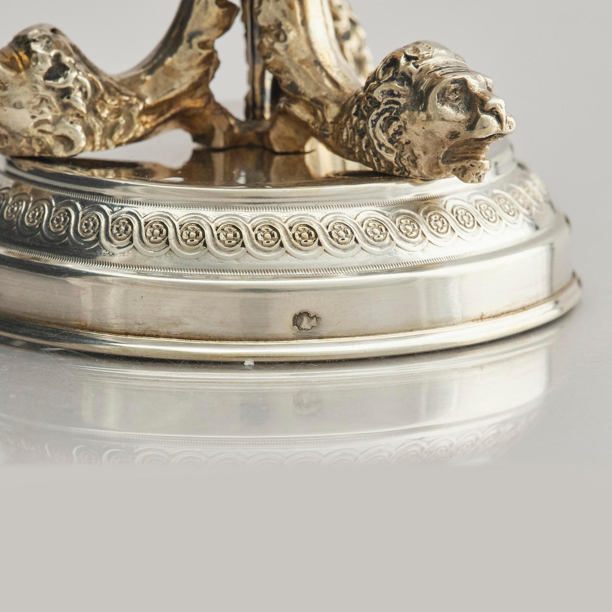 Saltkar, ett par, silver, otydlig mästarstämpel, Italien, andra hälften 1800-tal.