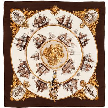 364. HERMÈS, silk scarf, "Silhouettes navales".