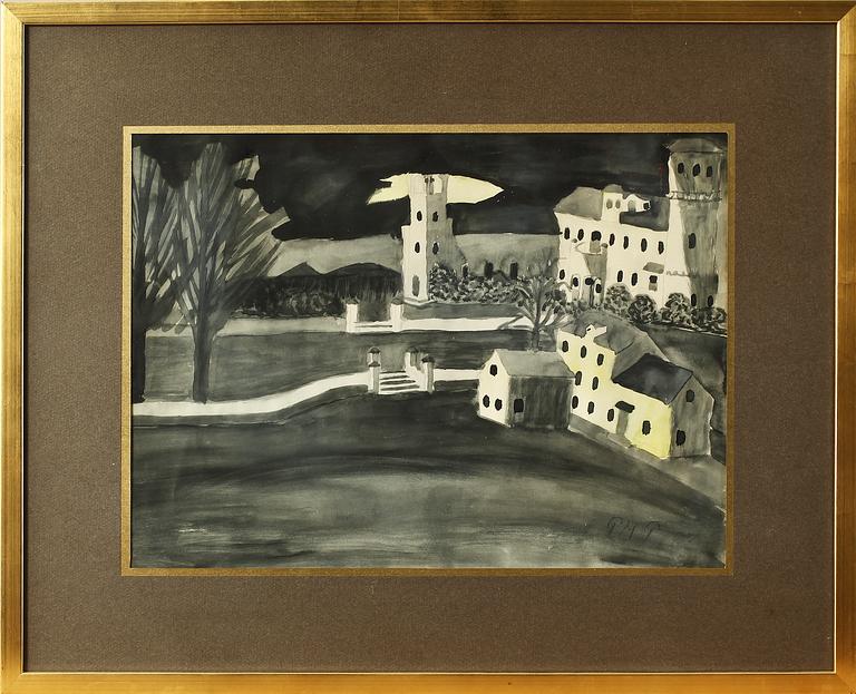 PRIMUS MORTIMER PETTERSSON, akvarell, monogramsign.