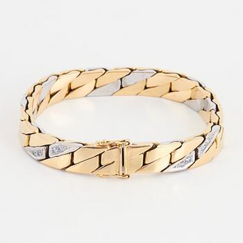 Armband guld med briljantslipade diamanter, manglad pansarlänk.