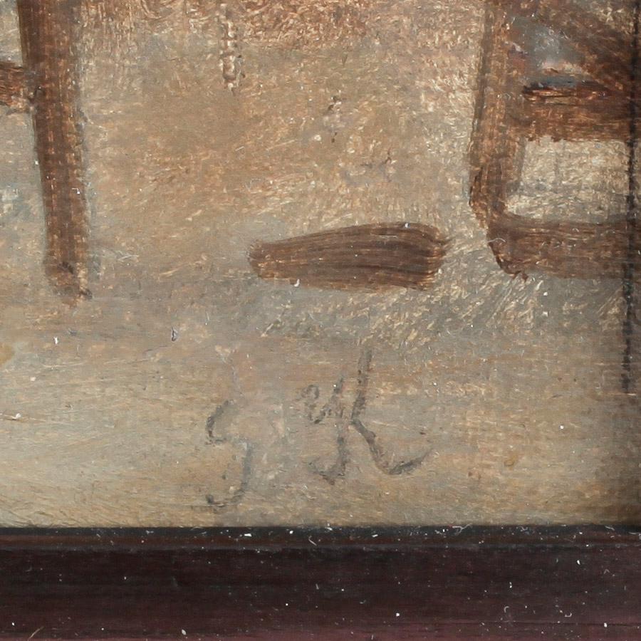 OKÄND KONSTNÄR, olja på duk, 1800-talets mitt. Otydligt signerad GK.