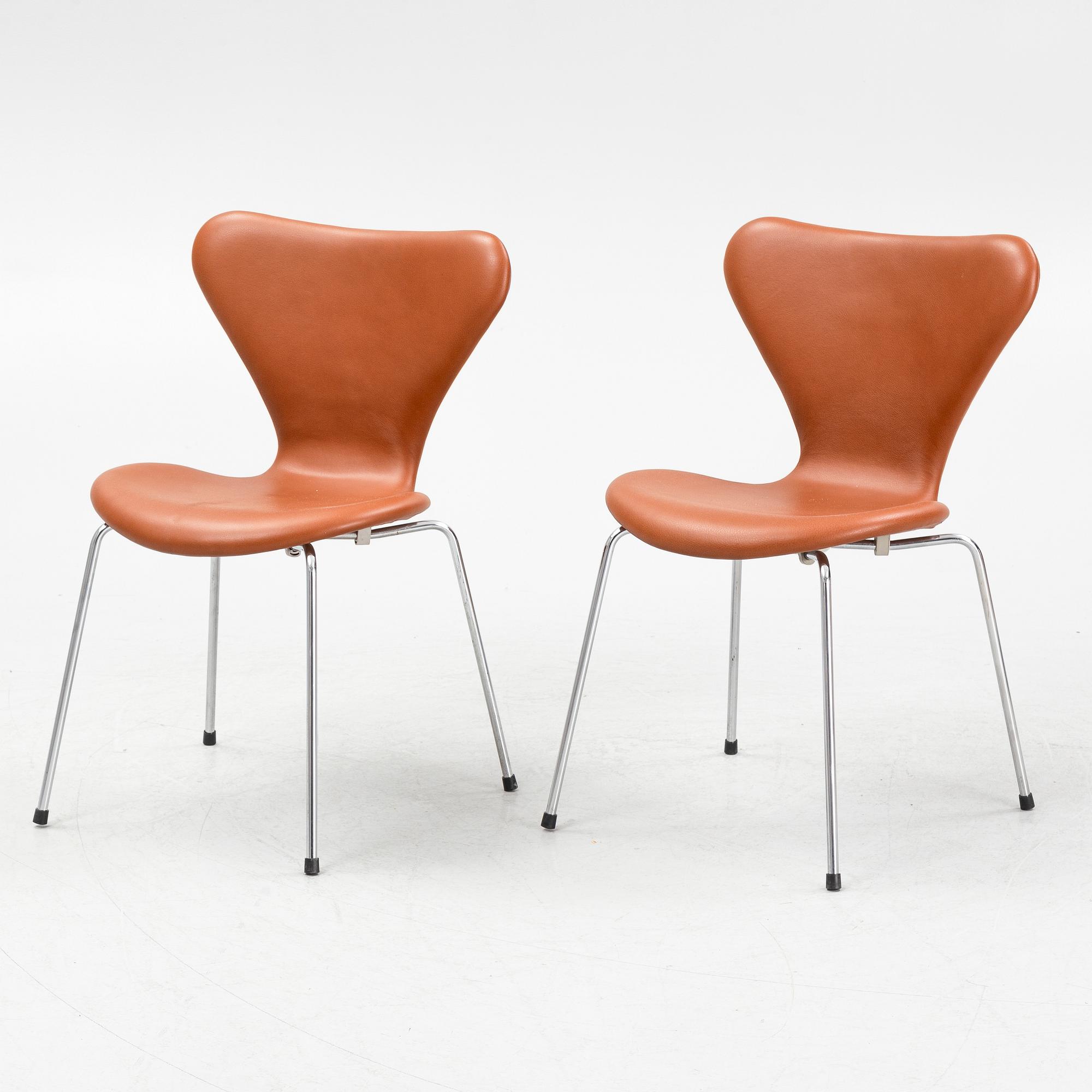Arne Jacobsen, chairs, 6 pcs, "The Seven", Fritz Hansen, Denmark, 1972.